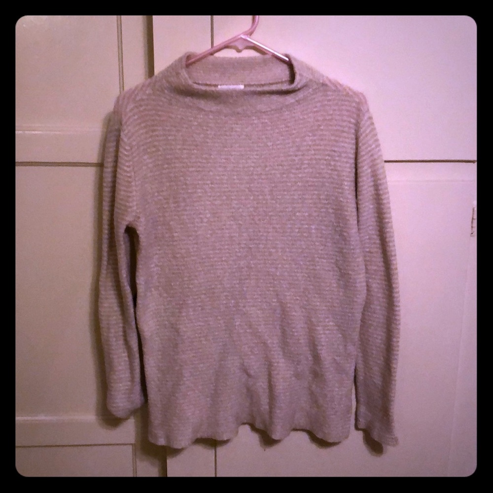 Beige Mock Turtleneck Sweater